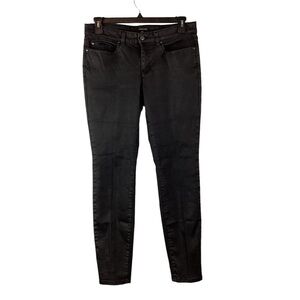 Eileen Fisher Wax Coated Denim Skinny Jeans Size 12 Black